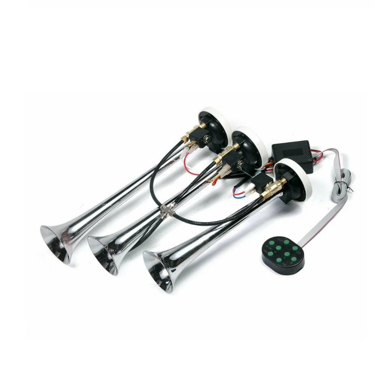 Сигнал пневматический 3-х рожковый 190-305 мм музыкальный хром 24В ADS/TZ-314-4 Сигнал пневматический 3-х рожковый 190-305 мм музыкальный хром 24В ADS/TZ-314-4