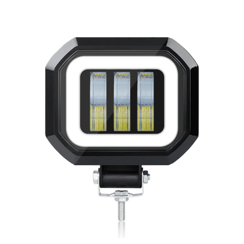 Фара п/туман КВАДРАТНАЯ 3 линзы G0030T LED с ДХО НЕОН KA-126 (30 Ватт) G0082